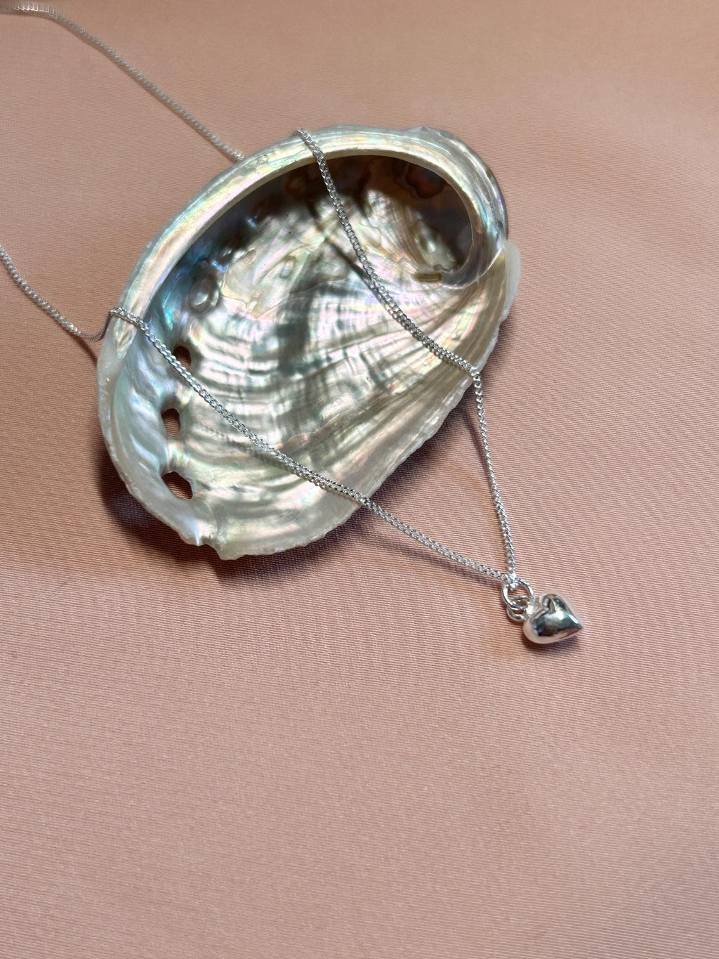 Big Heart Tiny 3D Pendant Necklace ~ Sterling Silver