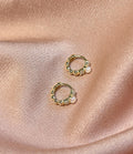 Megan Pearl Scallop CZ Huggies Huggie Vermeil Earrings