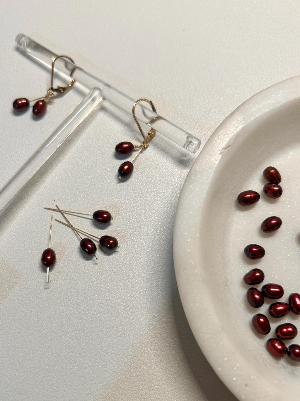 Berry Double-Pearl Leverback Earrings ~ 14kt Gold Filled