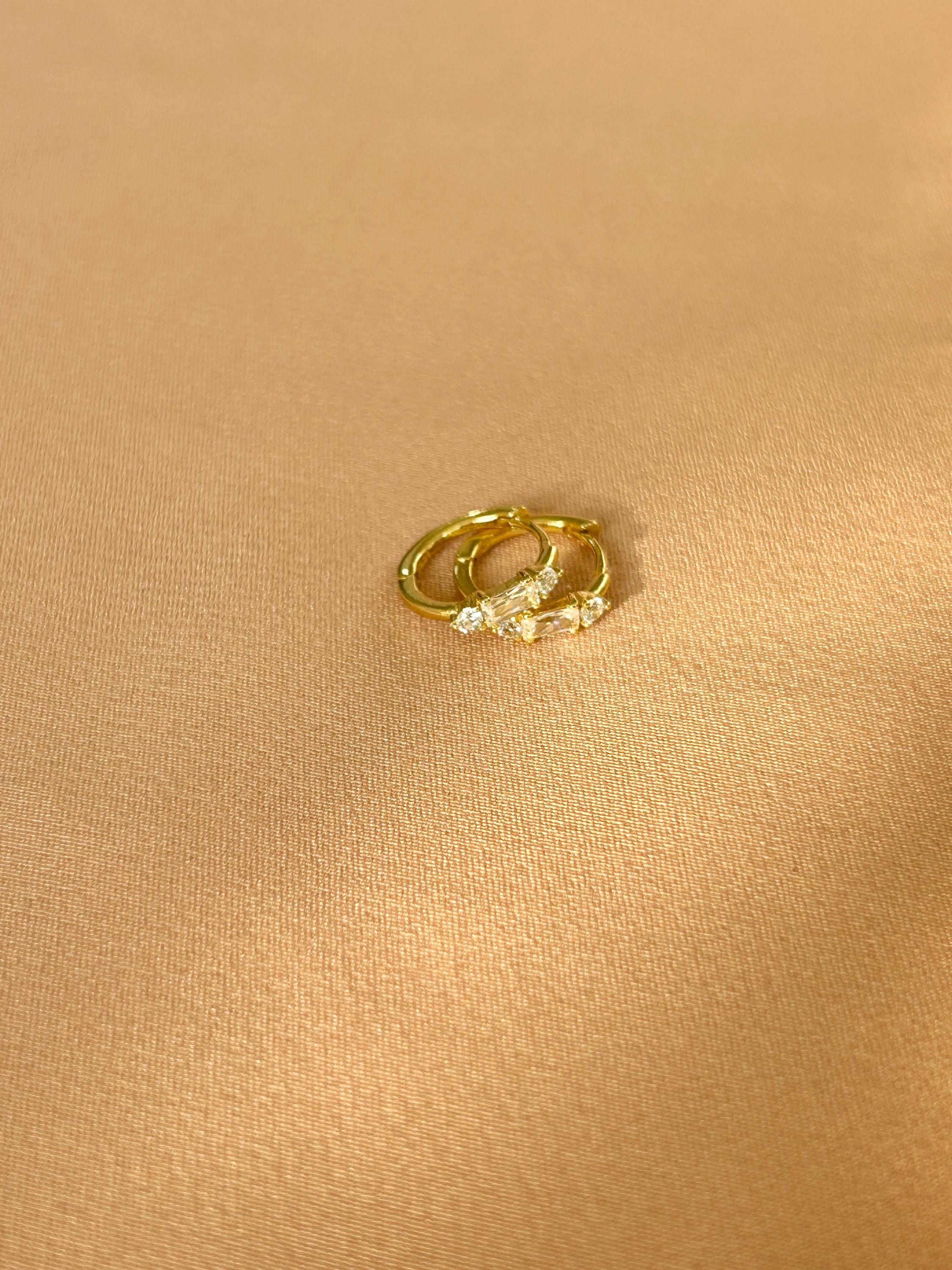 Baguette Clear CZ Huggies Earrings