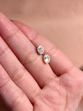 Oval Bezel CZ Stud Earrings