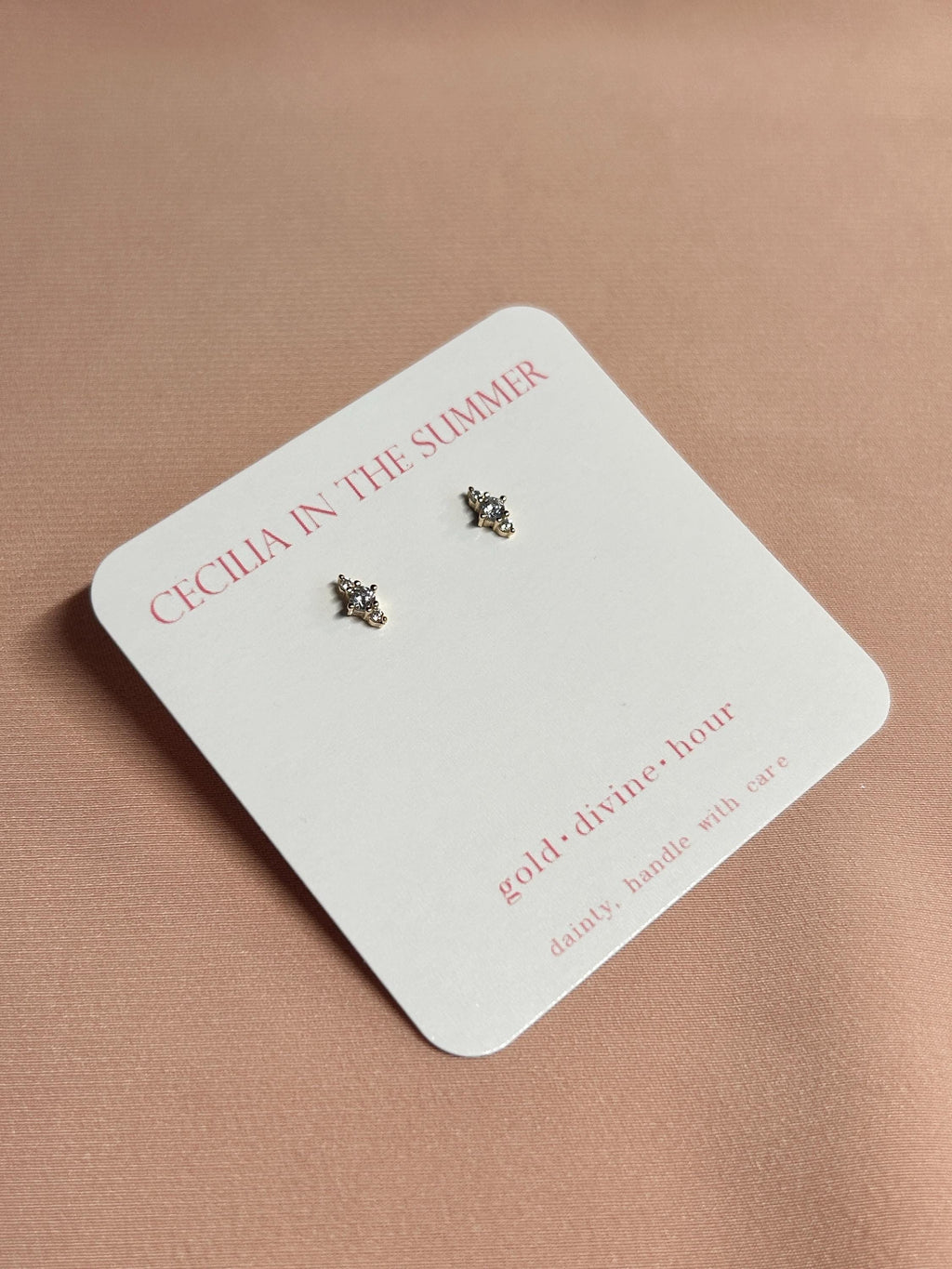 Three Stone Row Stud Vermeil Earrings