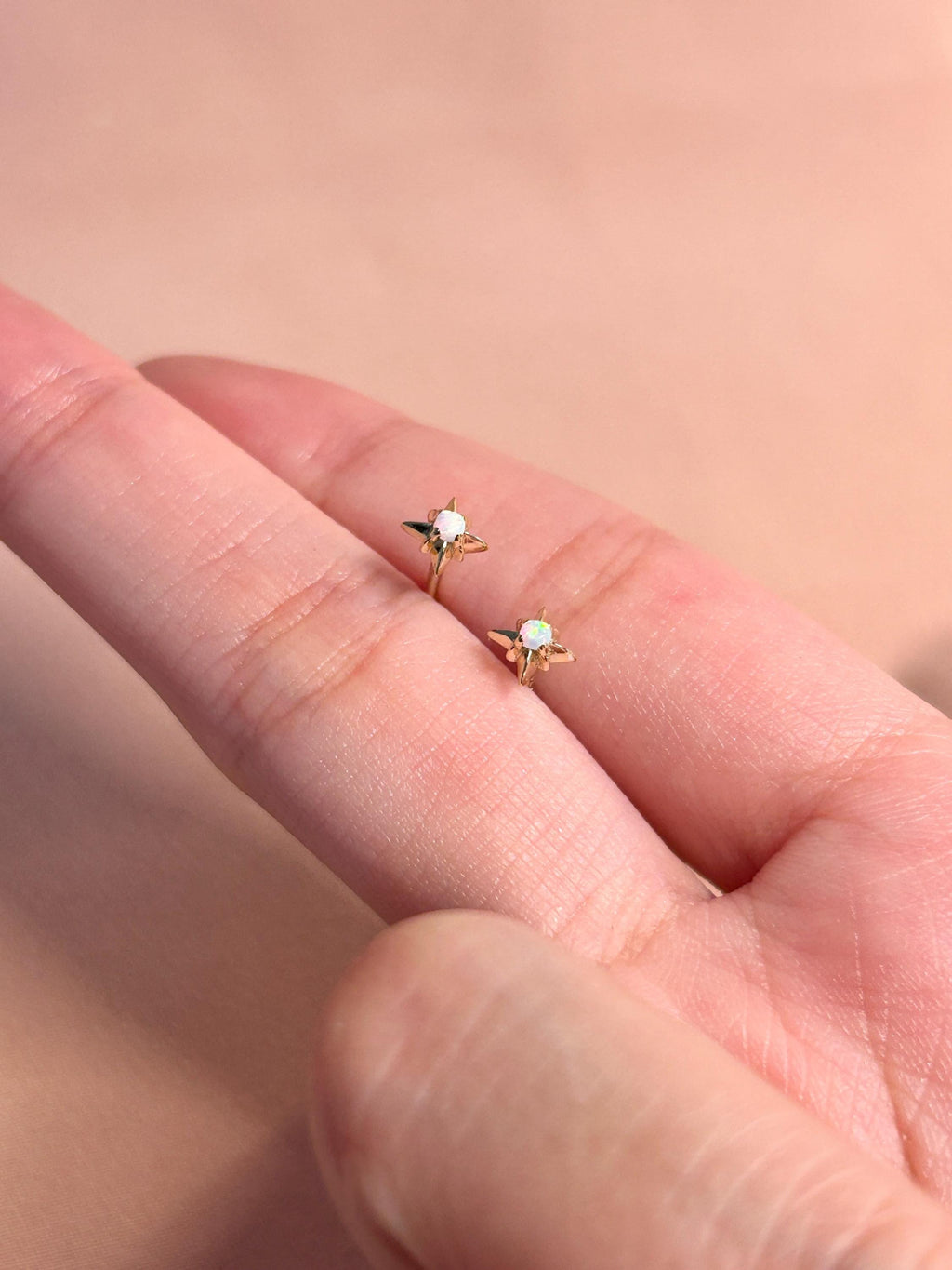 Tiny Star Opal Stud Vermeil Earrings