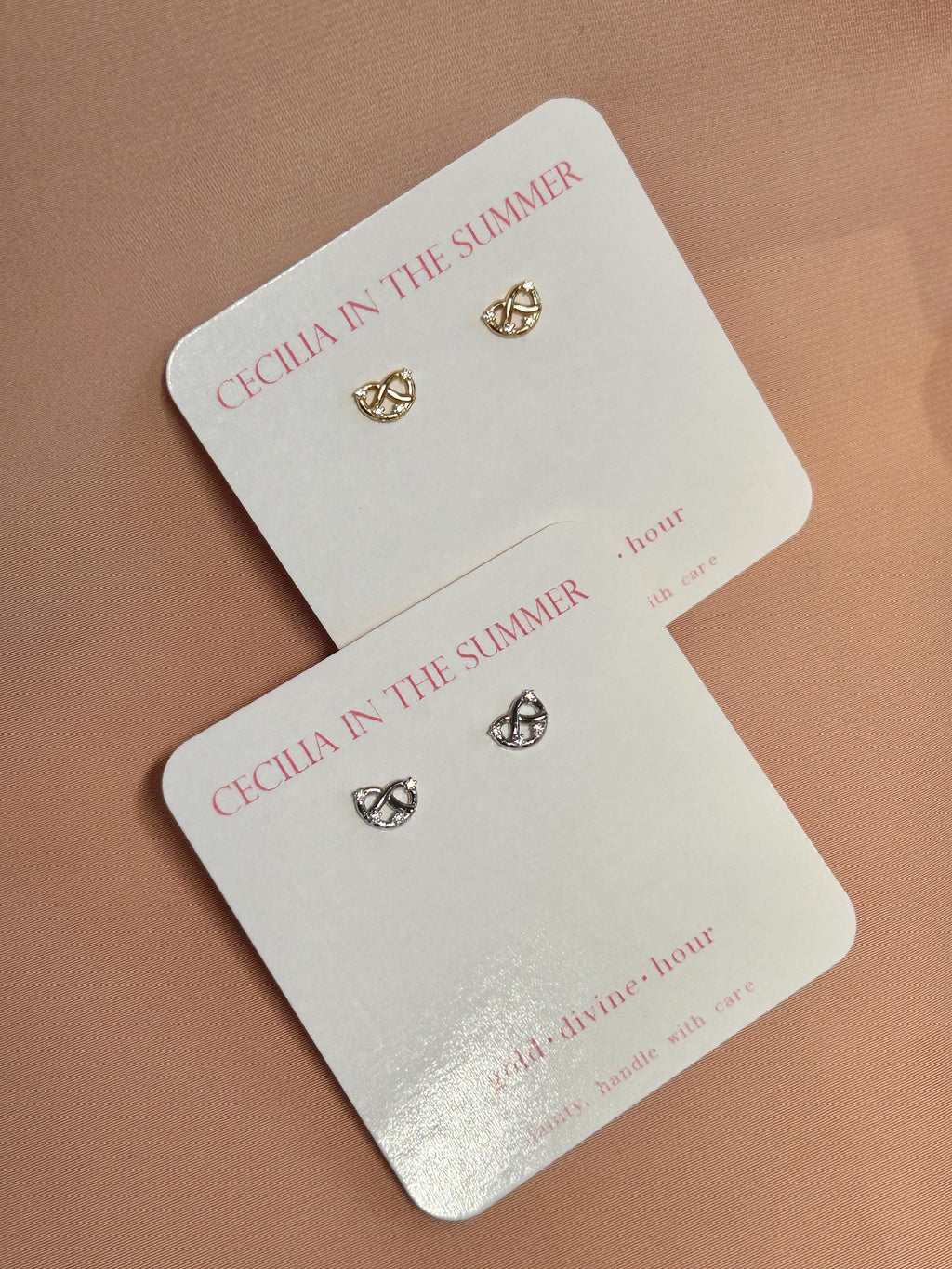 Pretzel CZ Stud Earrings
