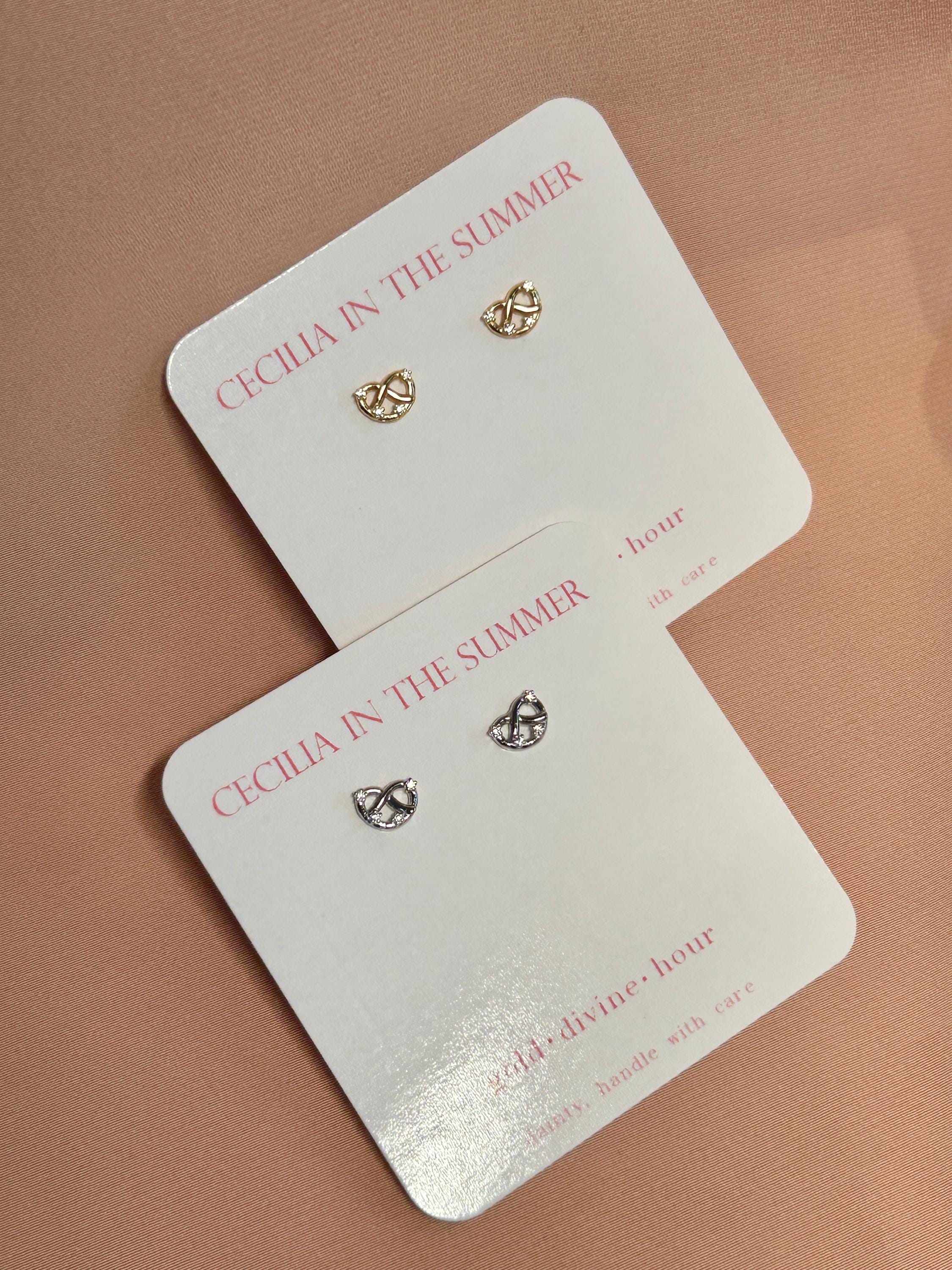 Pretzel CZ Stud Earrings
