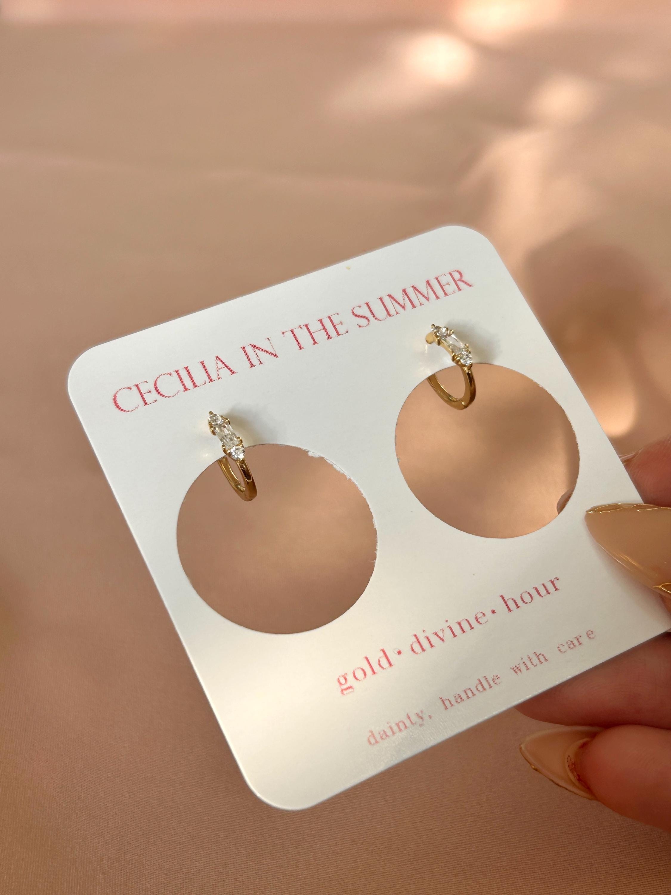 Baguette Clear CZ Huggies Earrings