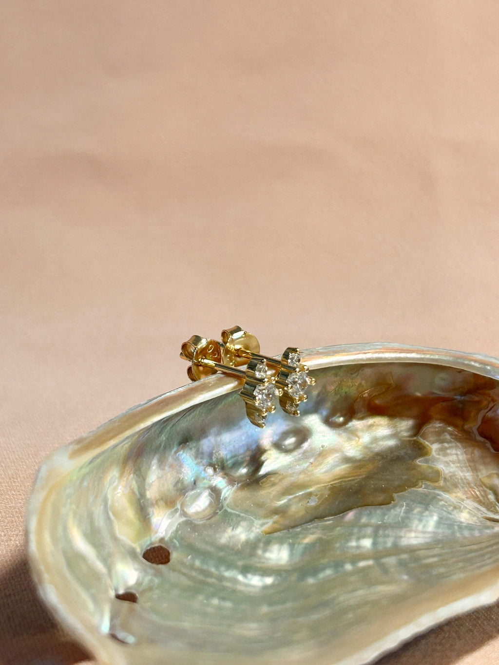 Three Stone Row Stud Vermeil Earrings