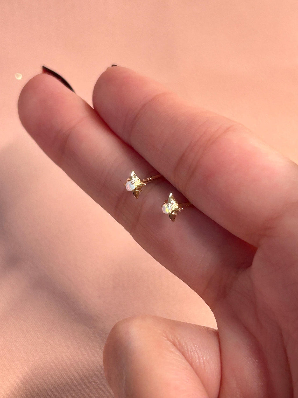 Tiny Star Opal Stud Vermeil Earrings