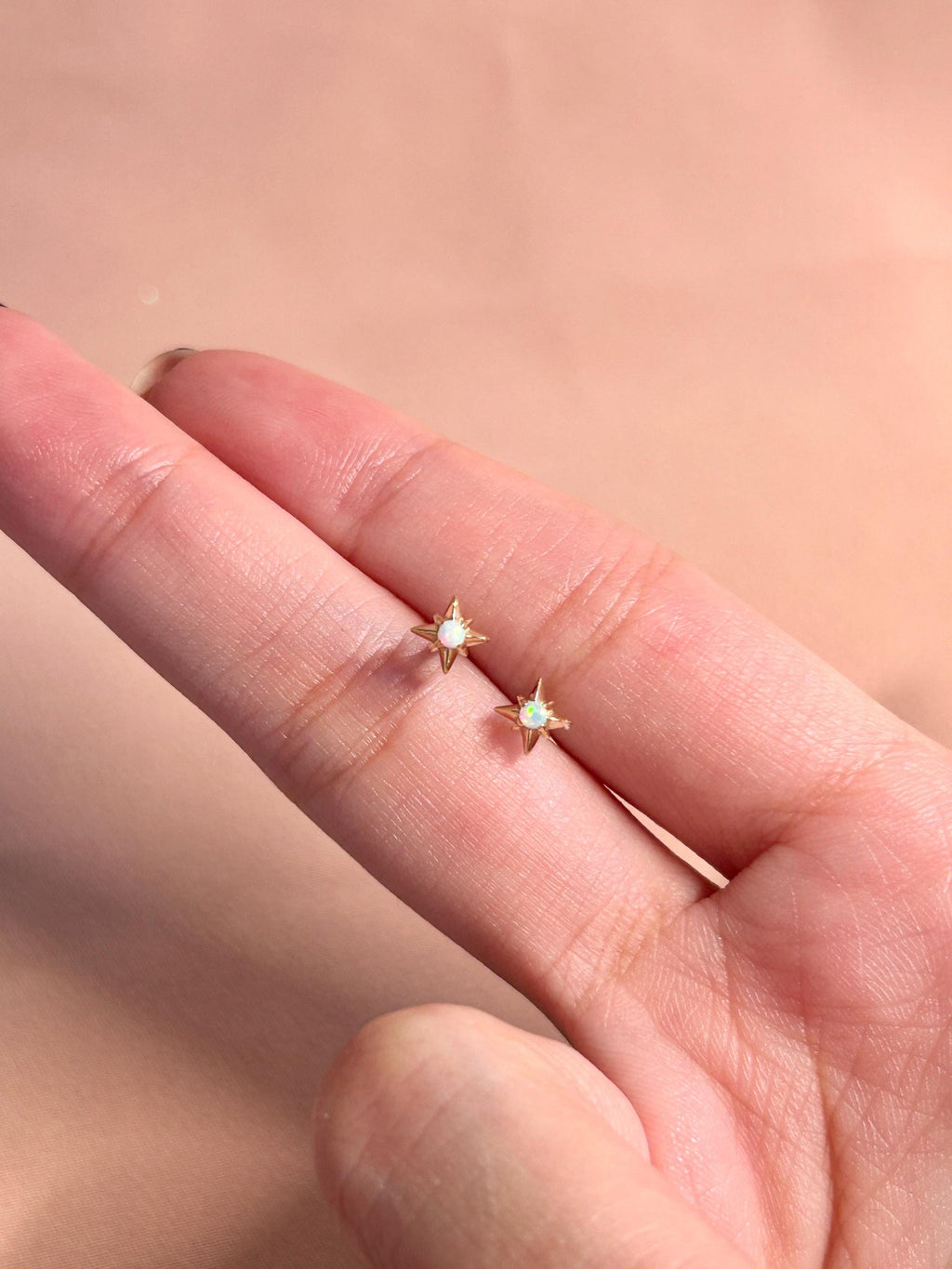 Tiny Star Opal Stud Vermeil Earrings