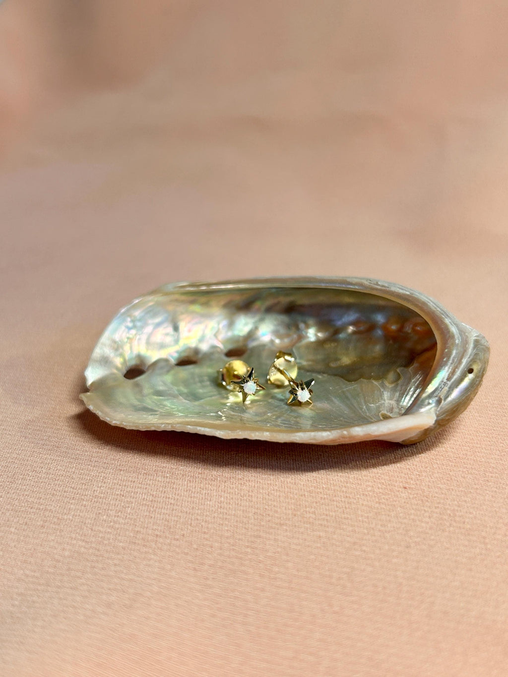 Tiny Star Opal Stud Vermeil Earrings