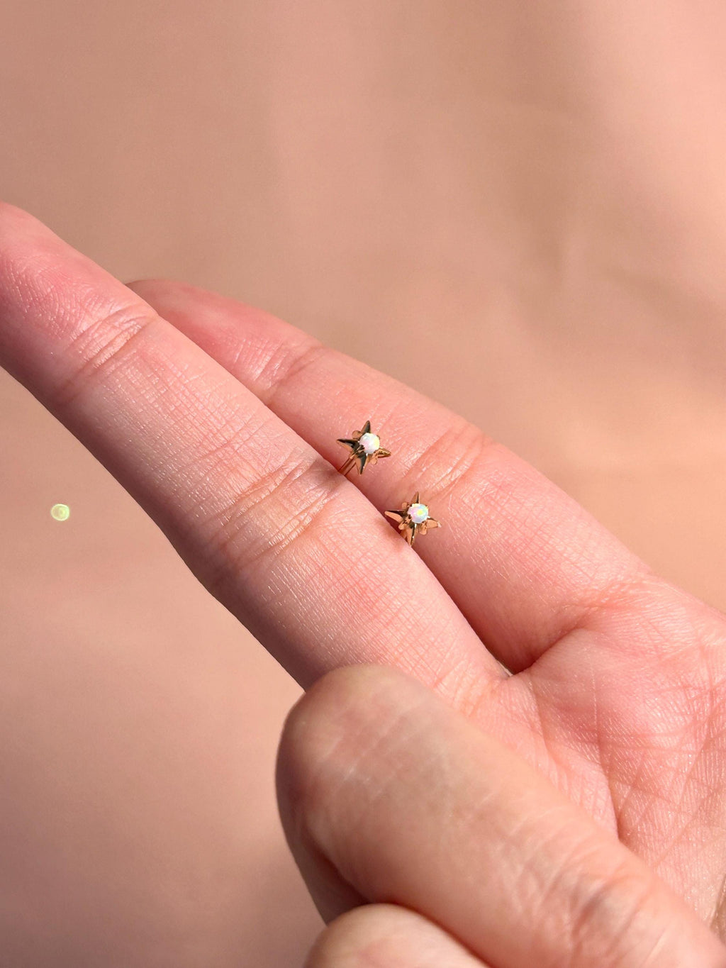 Tiny Star Opal Stud Vermeil Earrings