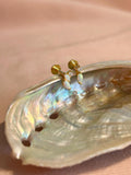 Opal + Cz Helix Flatback 1pc Vermeil Earring