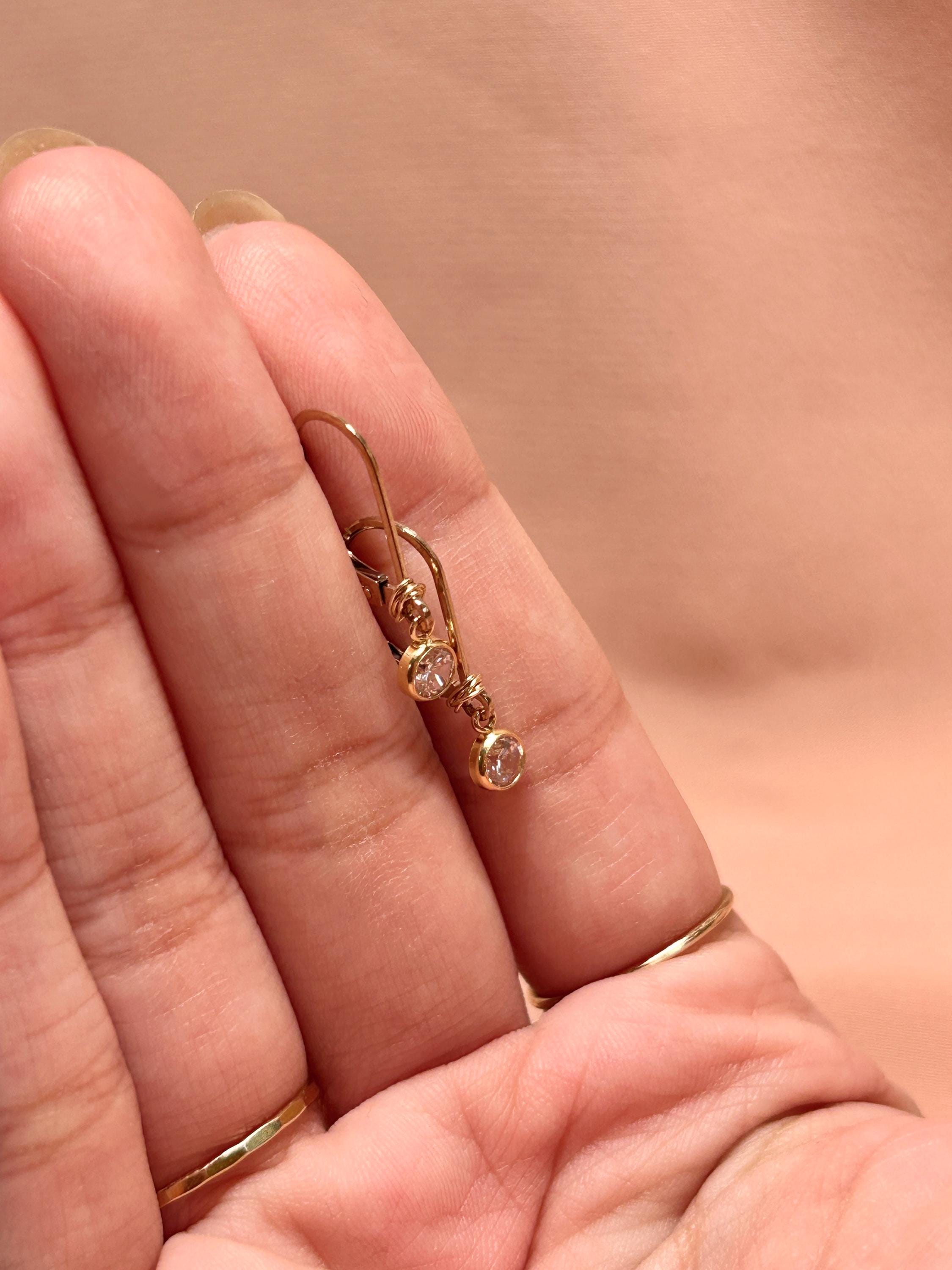 Crystal Clear Gem Leverback Earrings