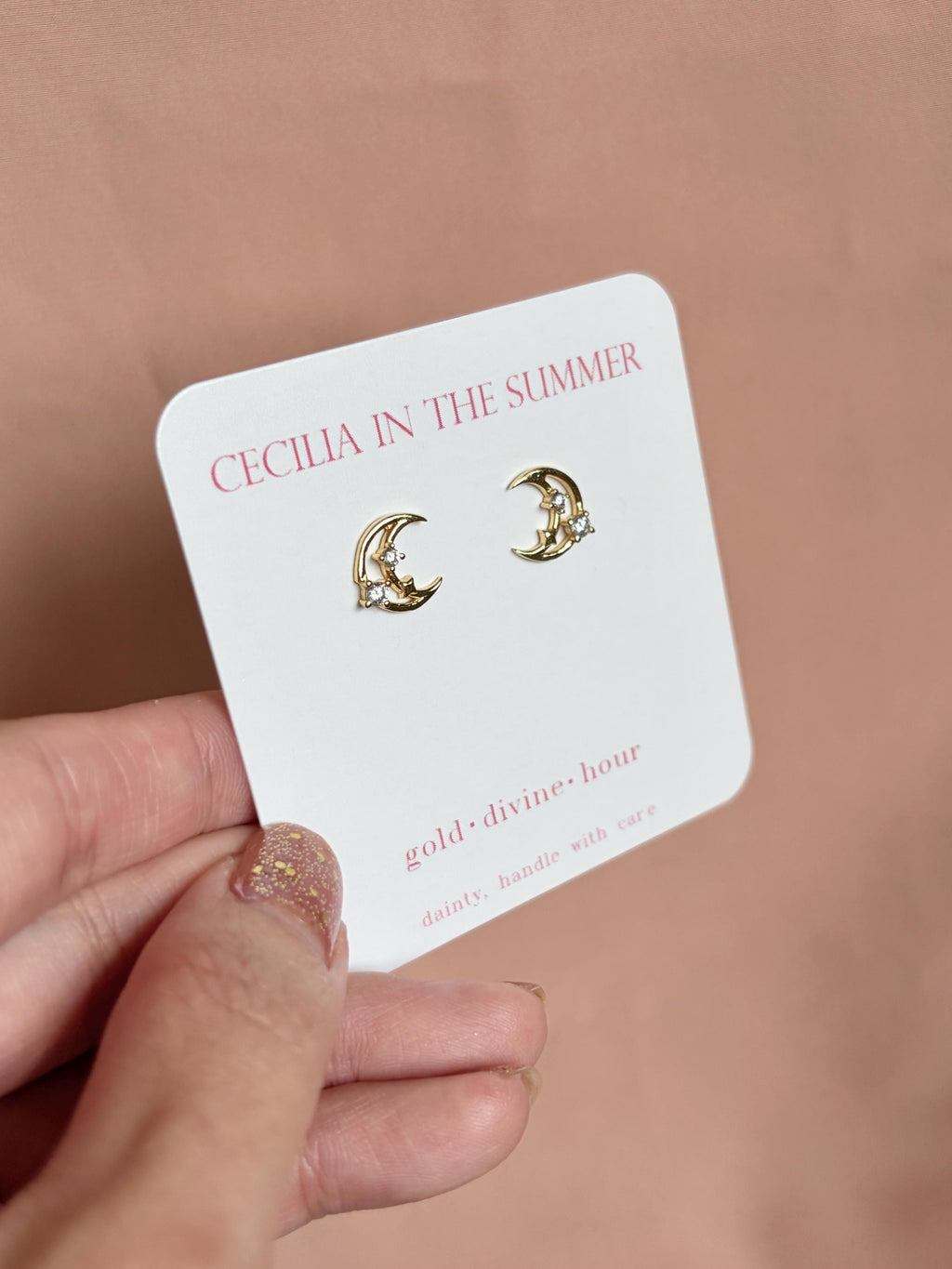Moon Fall Cz Stud Vermeil Earrings