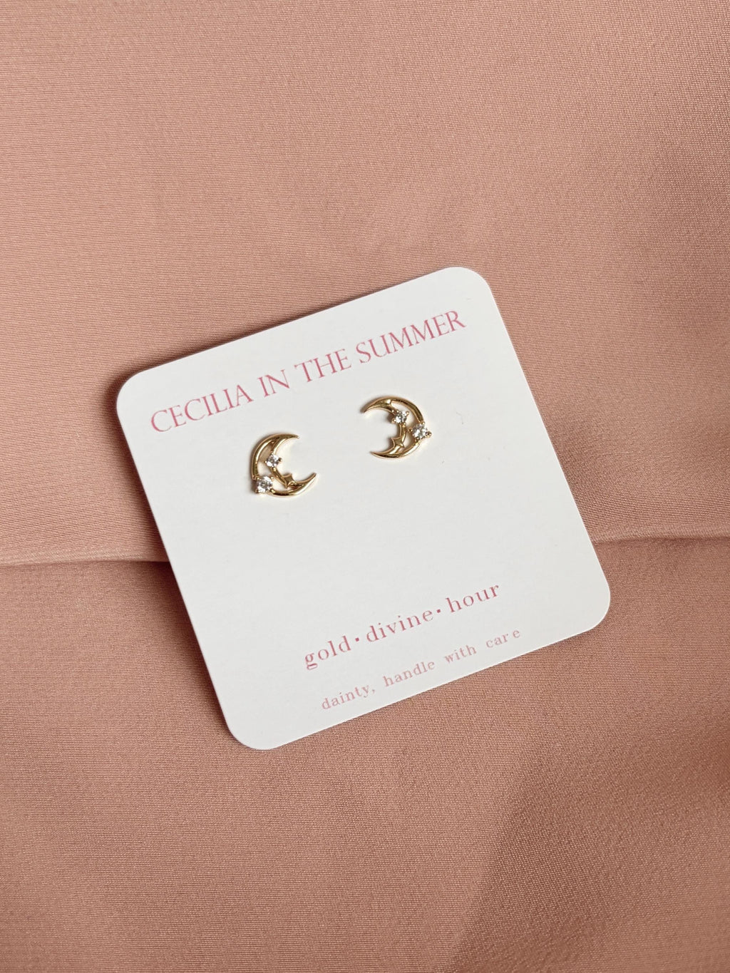 Moon Fall Cz Stud Vermeil Earrings