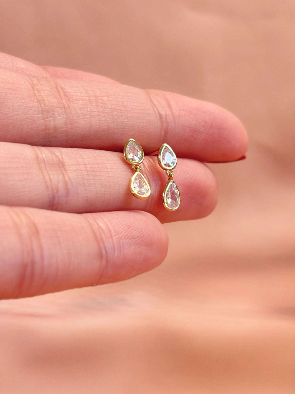 Crystal Pear Drop Stud Earrings