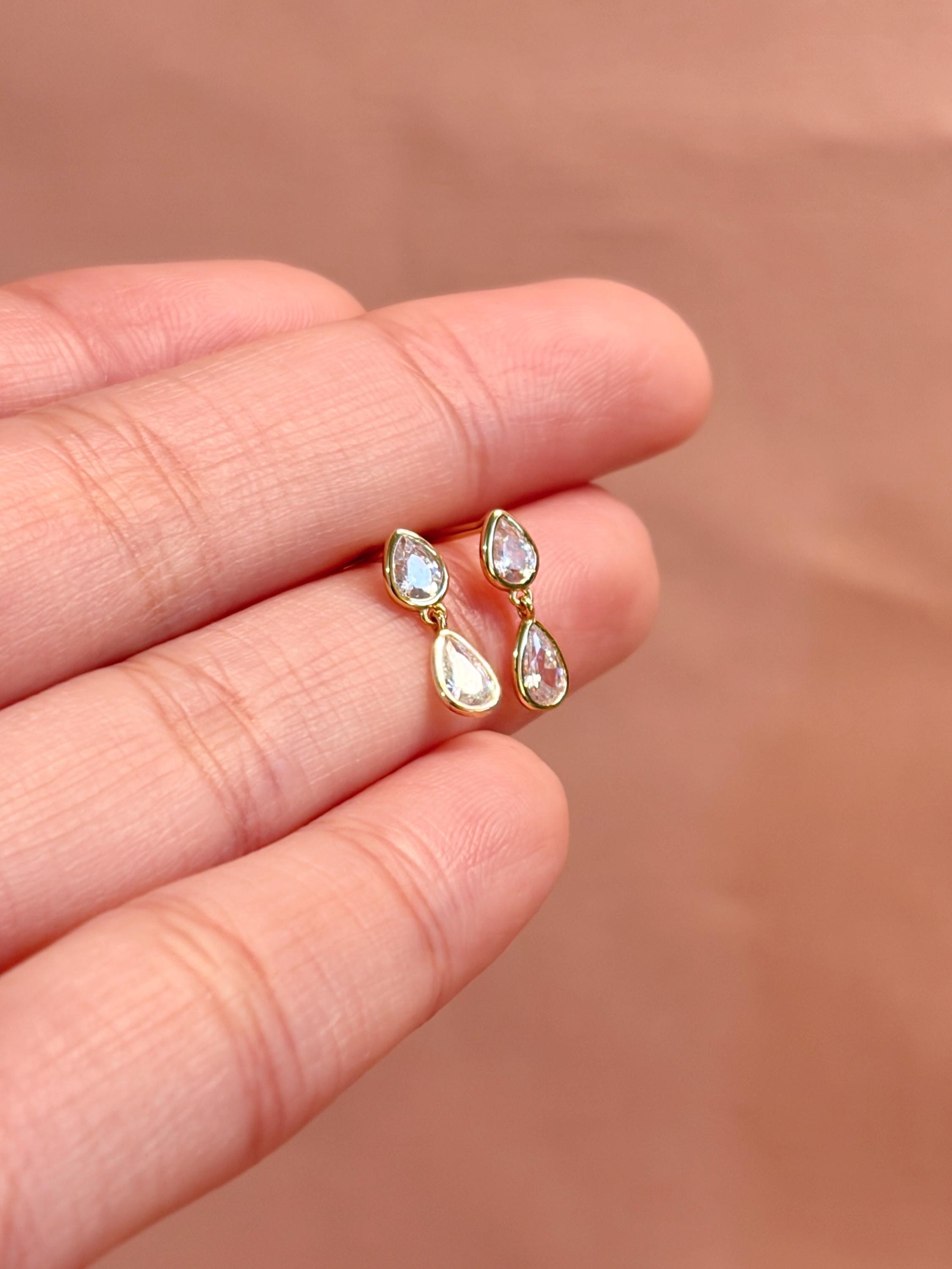 Crystal Pear Drop Stud Earrings