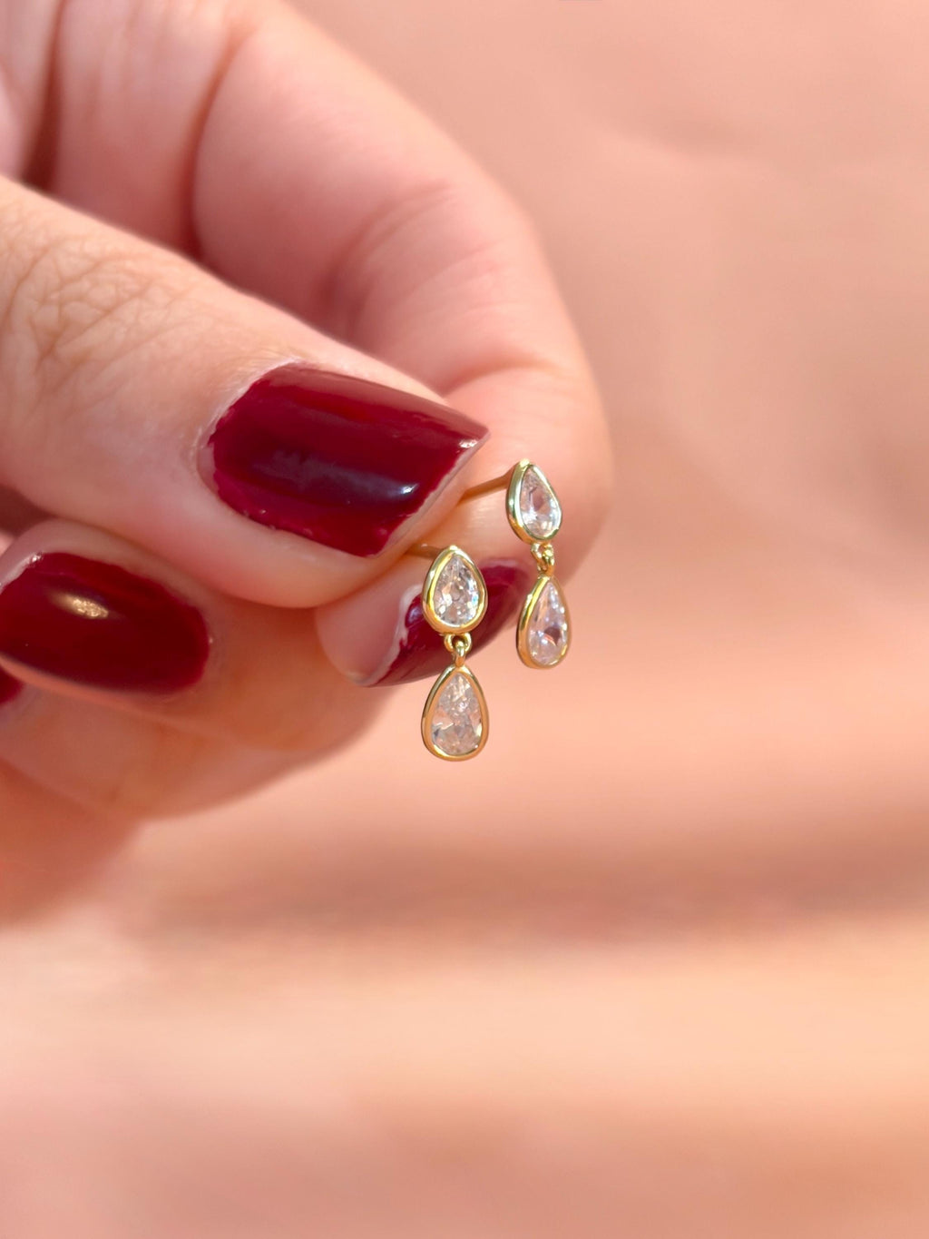 Crystal Pear Drop Stud Earrings