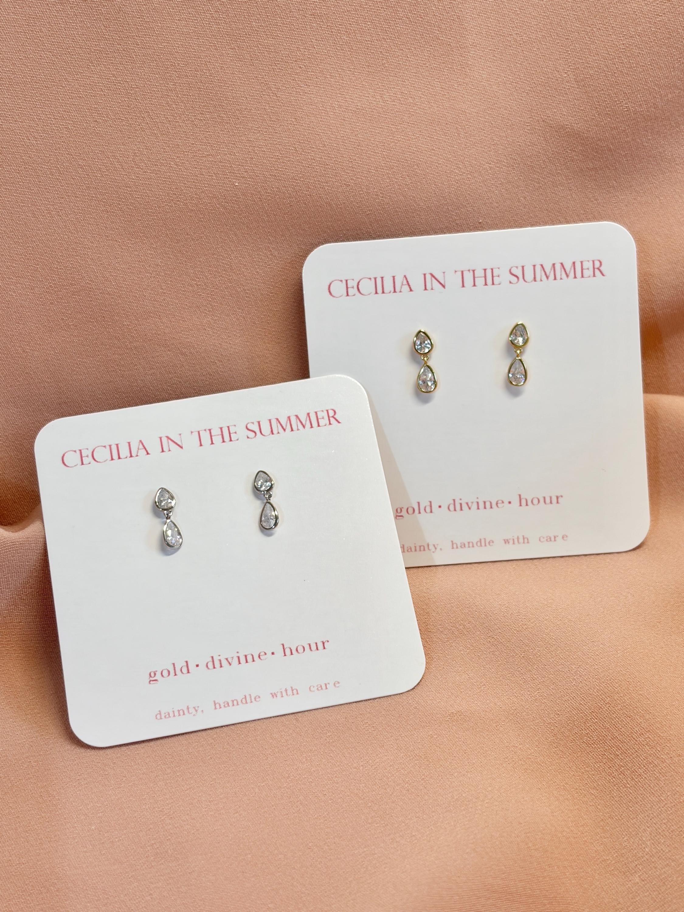 Crystal Pear Drop Stud Earrings