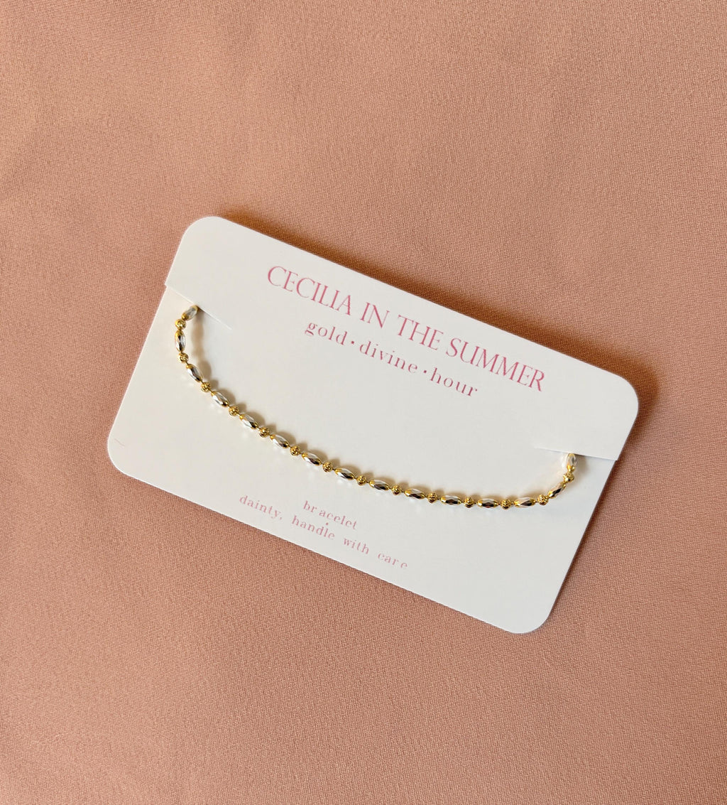 Two-Tone Oval Ball Chain Bracelet