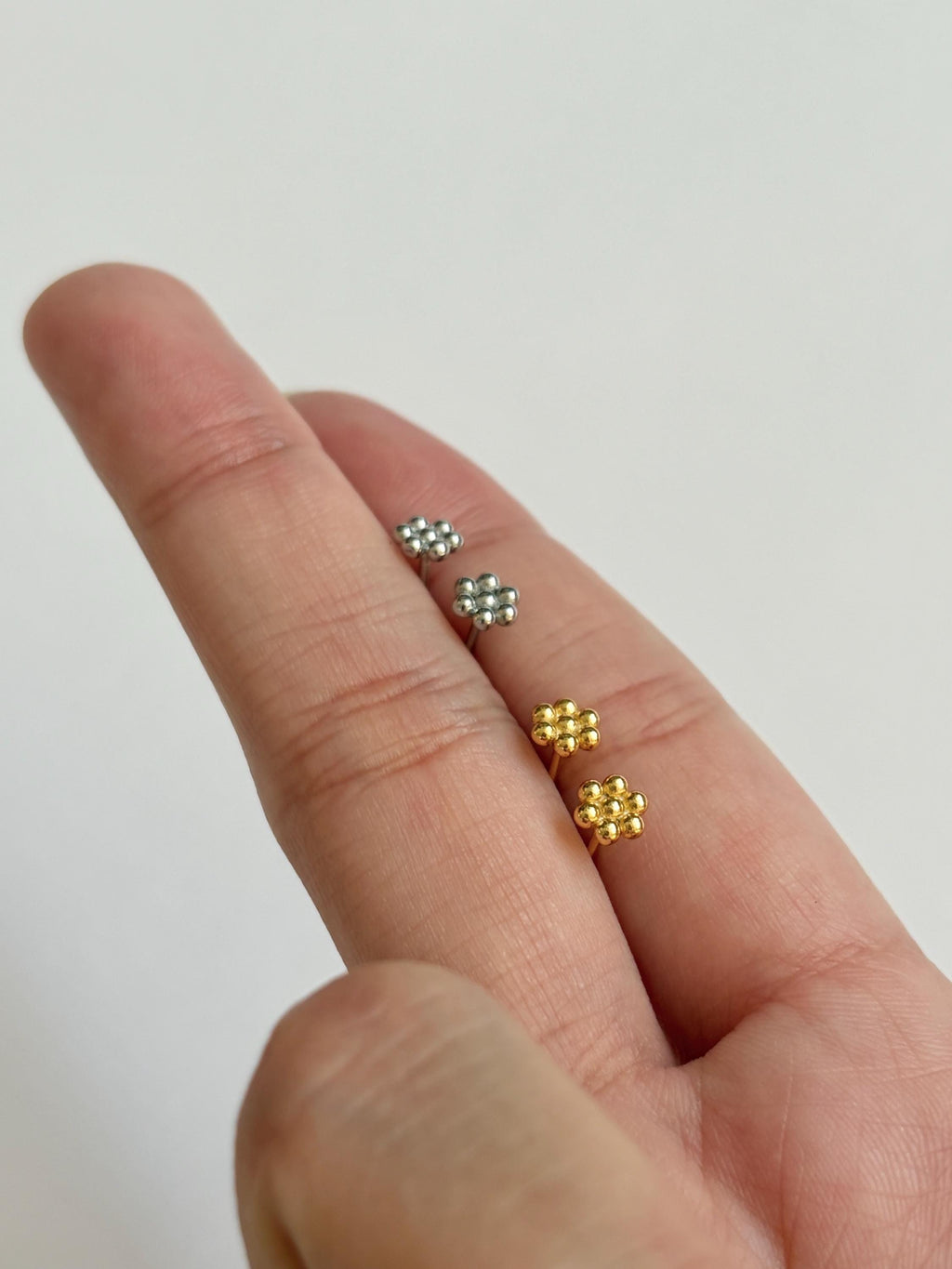 Golden Dots Flower Stud Earrings