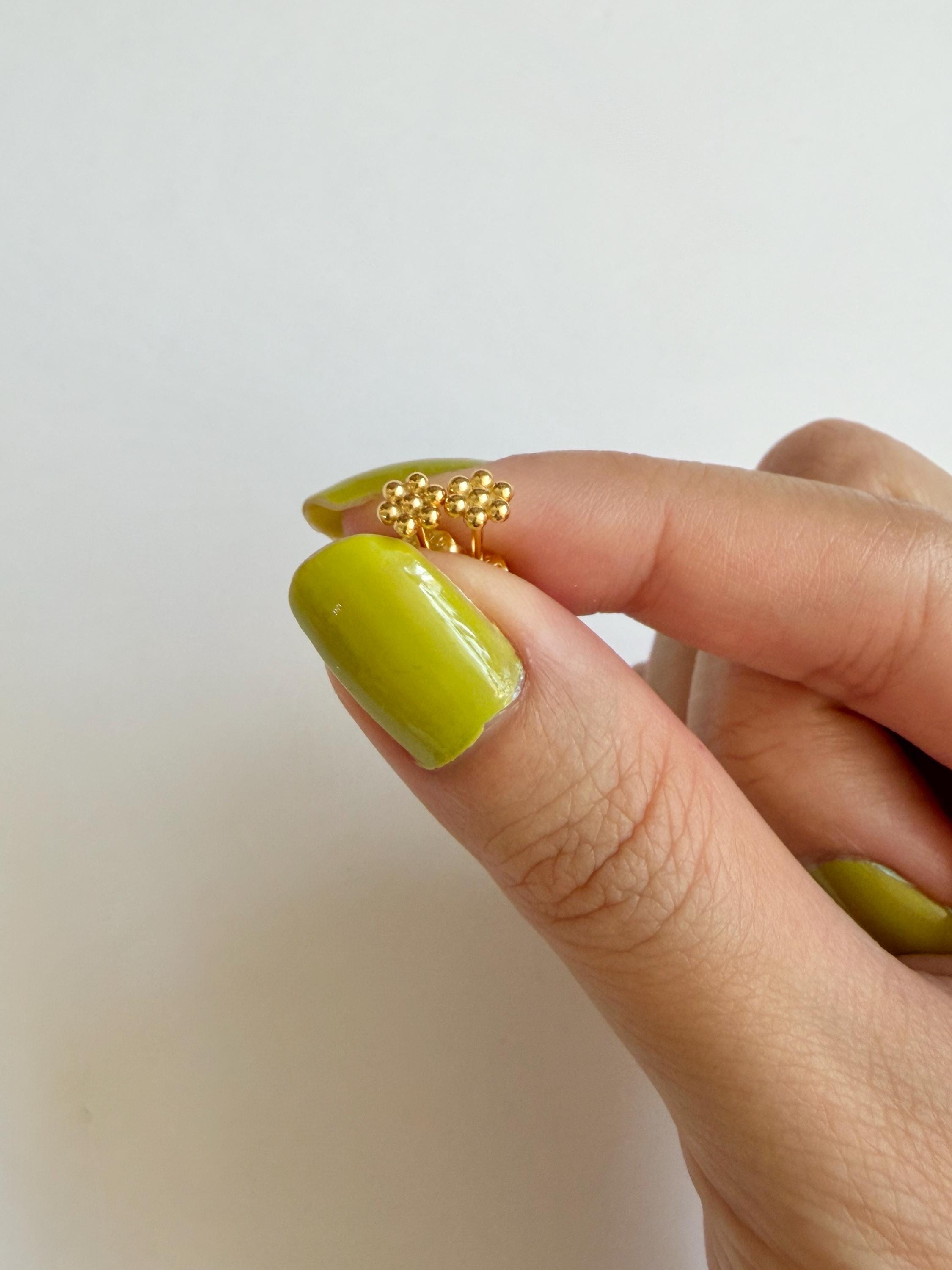 Golden Dots Flower Stud Earrings