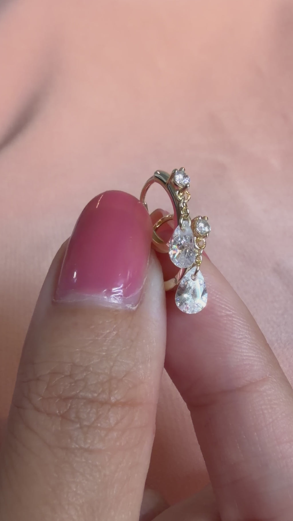 Crystal Pear Drop Huggie Earrings